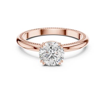 925 Silver Moissanite Classic Round Solitaire Engagement Ring 14K Gold Plated