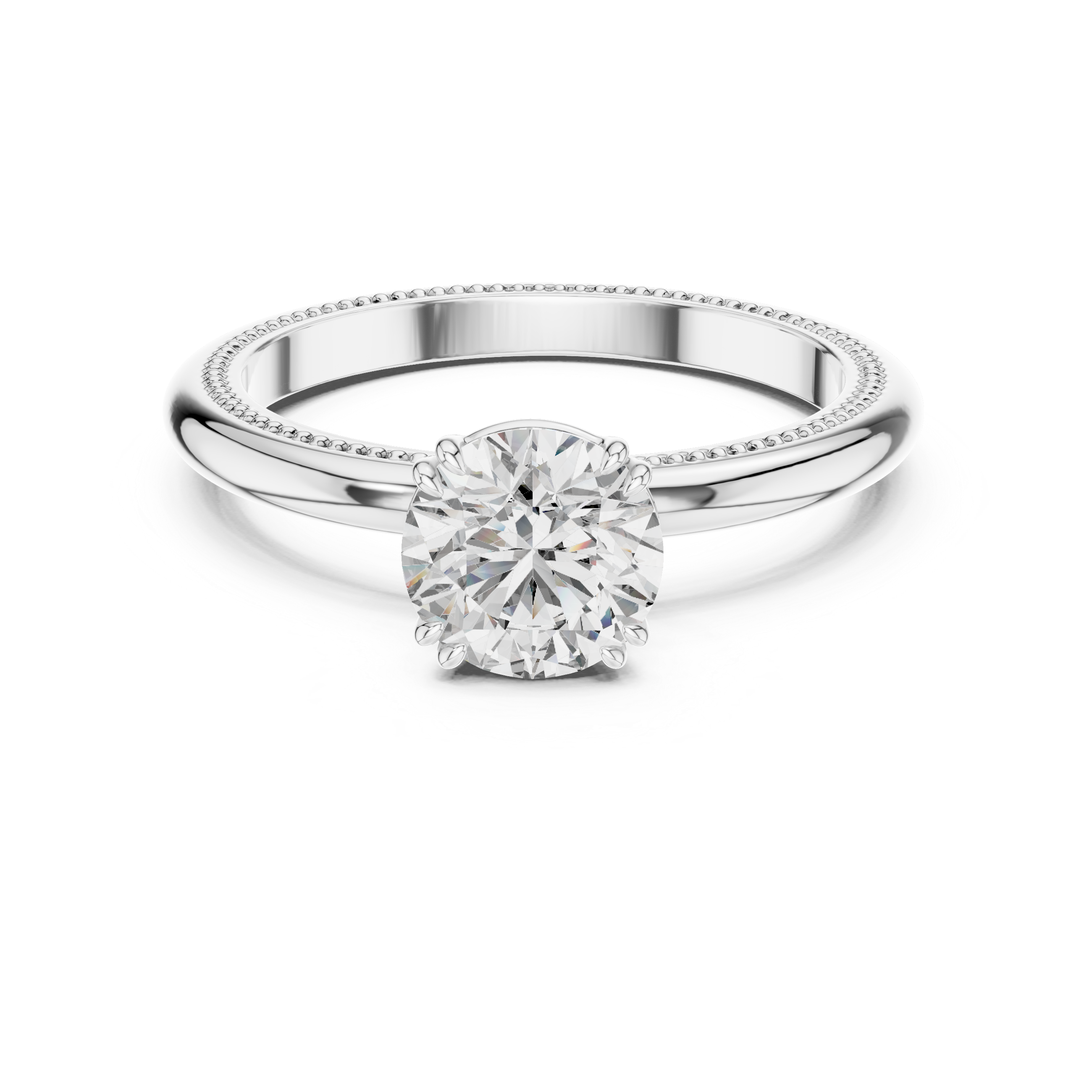 925 Silver Moissanite Classic Round Solitaire Engagement Ring 14K Gold Plated