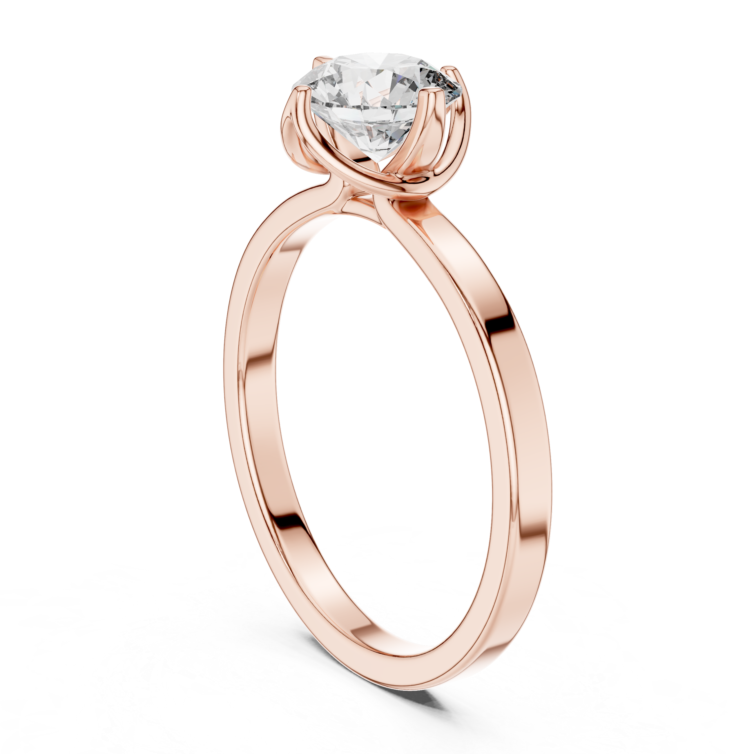 925 Silver Classic Solitaire / Prong-Set Engagement Ring 14k Gold Plated
