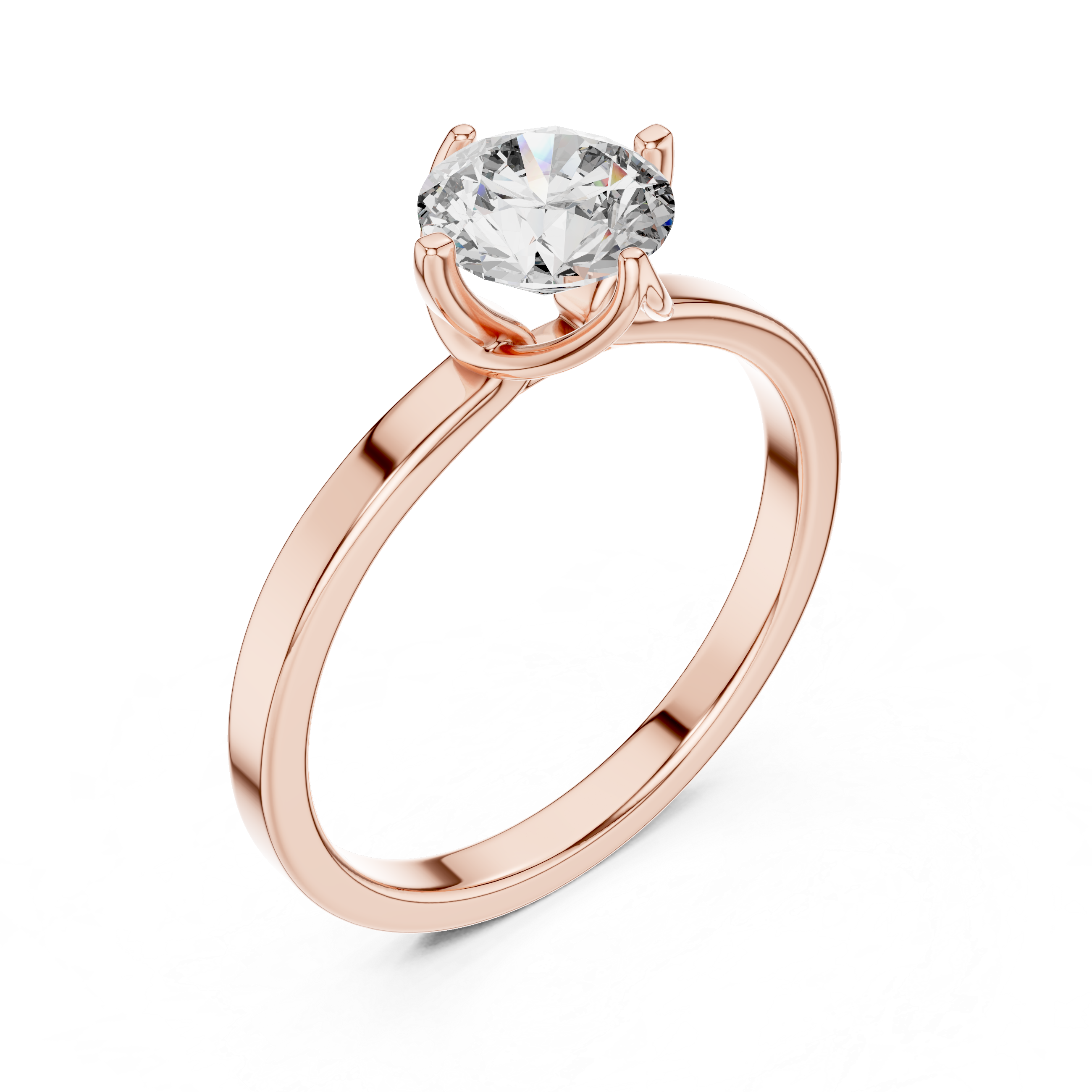 925 Silver Classic Solitaire / Prong-Set Engagement Ring 14k Gold Plated
