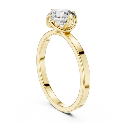 925 Silver Classic Solitaire / Prong-Set Engagement Ring 14k Gold Plated