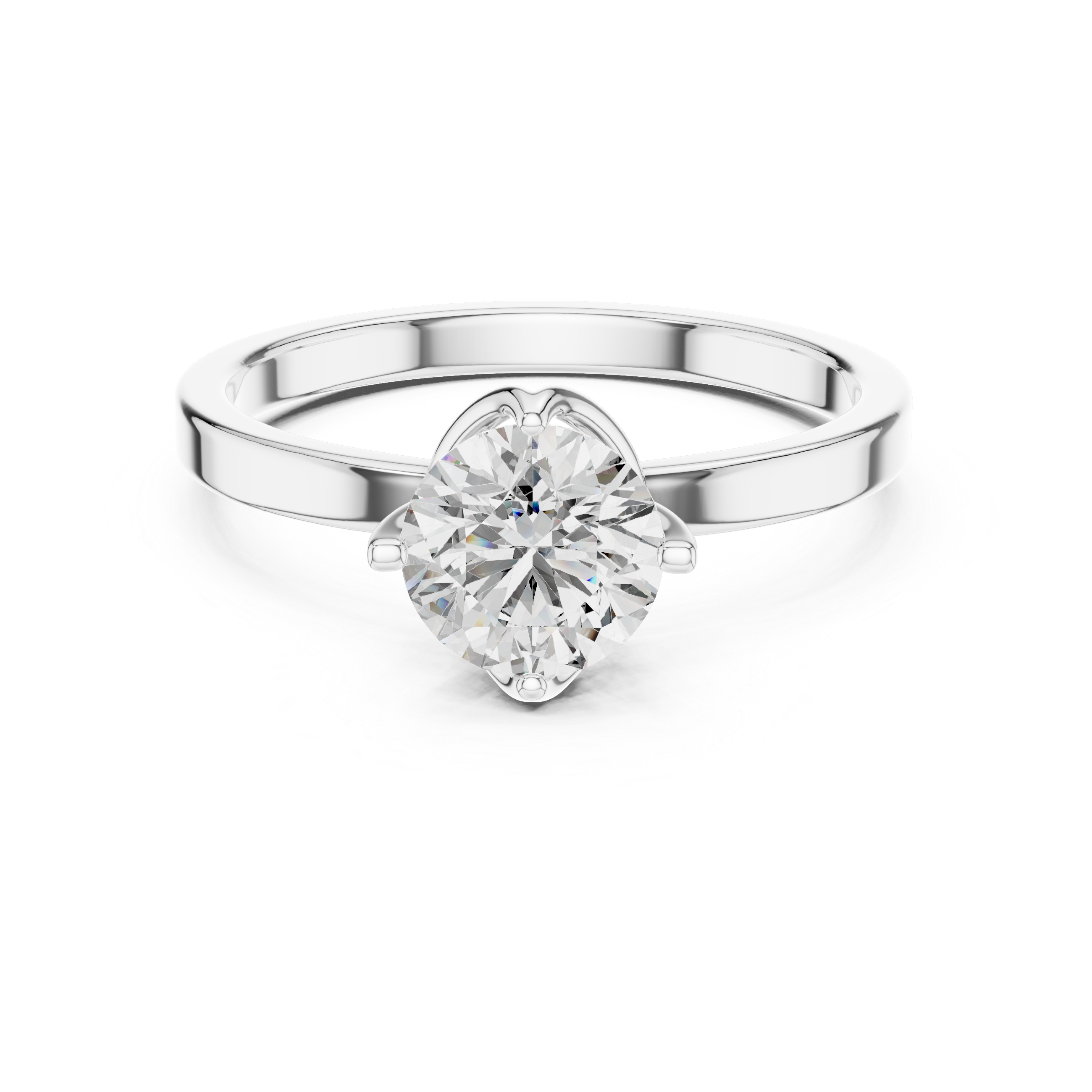 925 Silver Classic Solitaire / Prong-Set Engagement Ring 14k Gold Plated