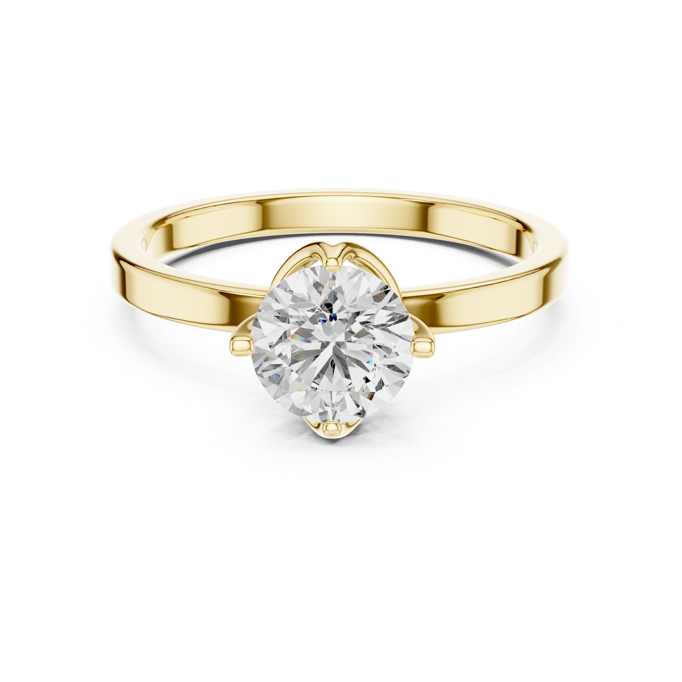 925 Silver Classic Solitaire / Prong-Set Engagement Ring 14k Gold Plated