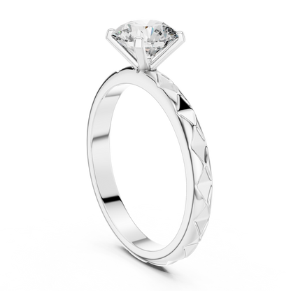 14K Gold Plated Brilliant Solitaire Ornate Engraved Engagement Ring 925 Silver