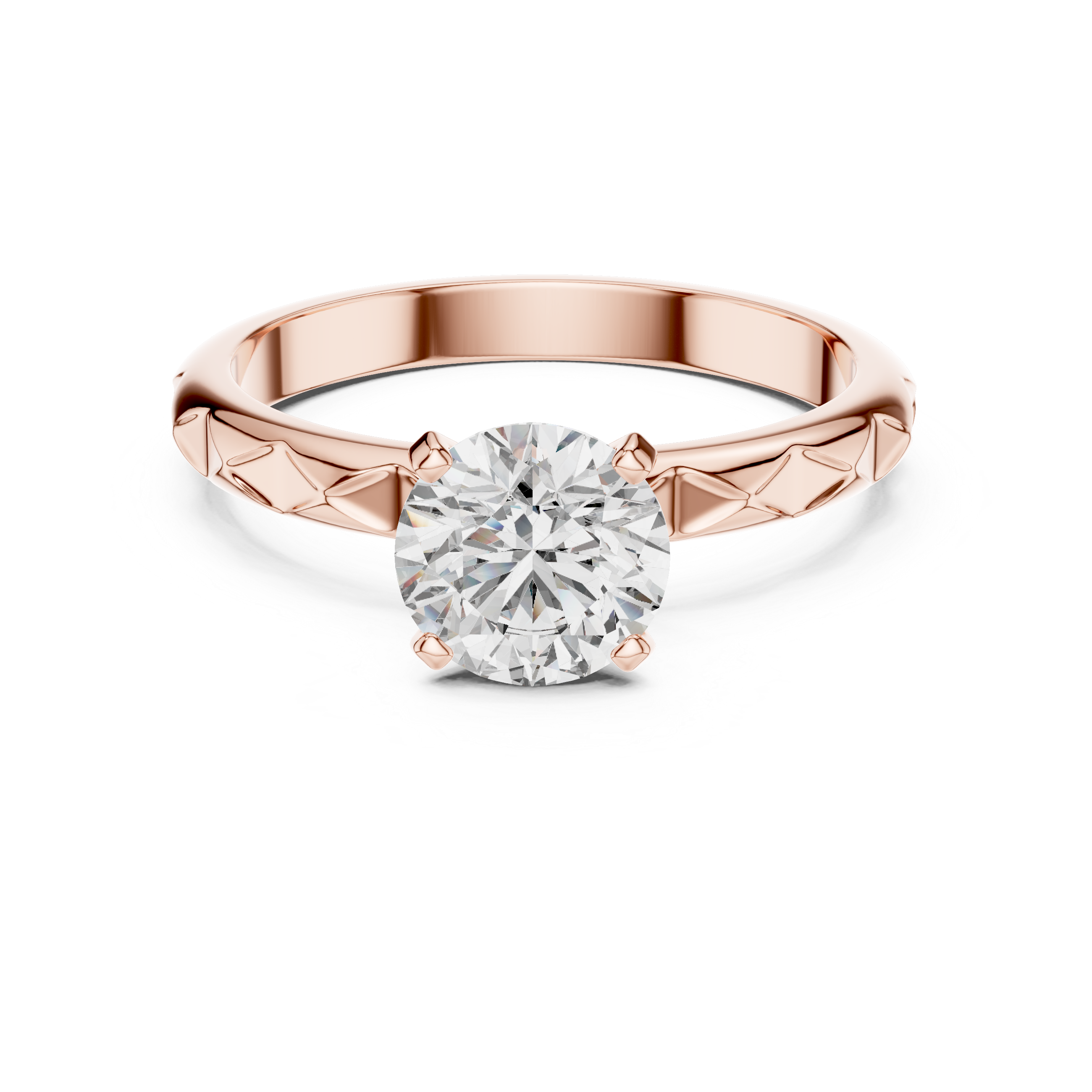 14K Gold Plated Brilliant Solitaire Ornate Engraved Engagement Ring 925 Silver