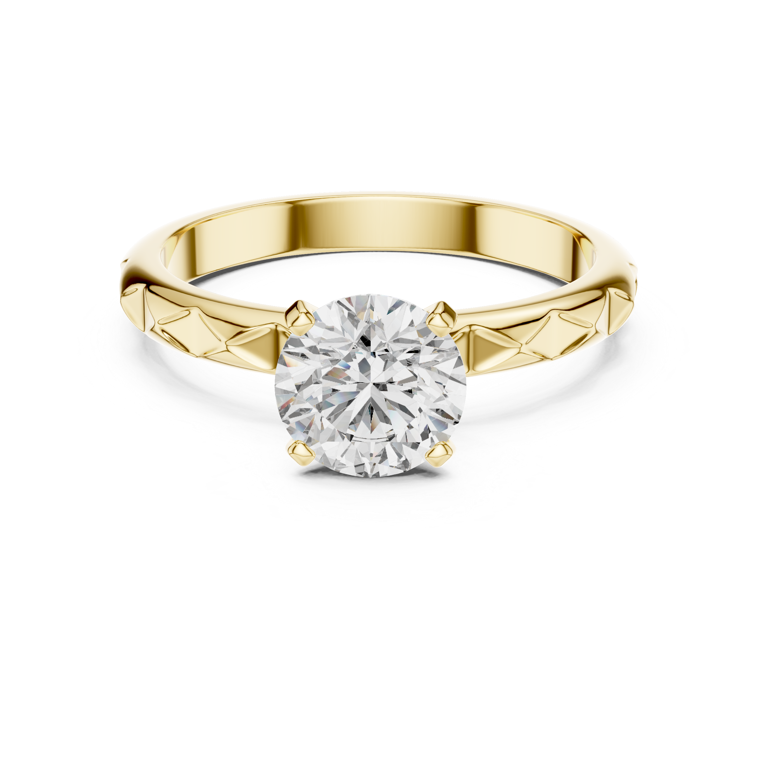 14K Gold Plated Brilliant Solitaire Ornate Engraved Engagement Ring 925 Silver