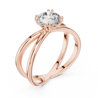 925 Silver Moissanite Split-Shank / Crisscross Solitaire Ring 14k Gold Plated