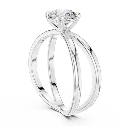 925 Silver Moissanite Split-Shank / Crisscross Solitaire Ring 14k Gold Plated