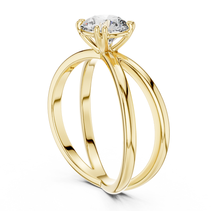 925 Silver Moissanite Split-Shank / Crisscross Solitaire Ring 14k Gold Plated