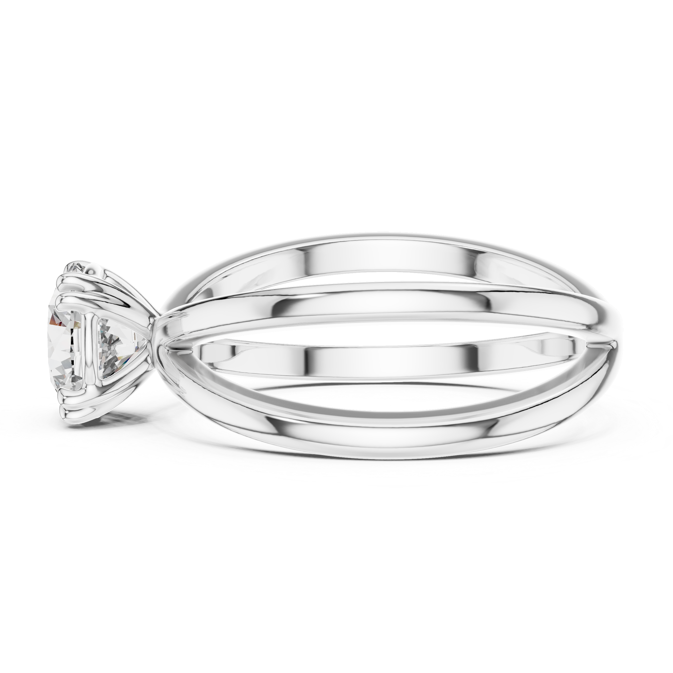 925 Silver Moissanite Split-Shank / Crisscross Solitaire Ring 14k Gold Plated