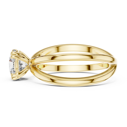 925 Silver Moissanite Split-Shank / Crisscross Solitaire Ring 14k Gold Plated