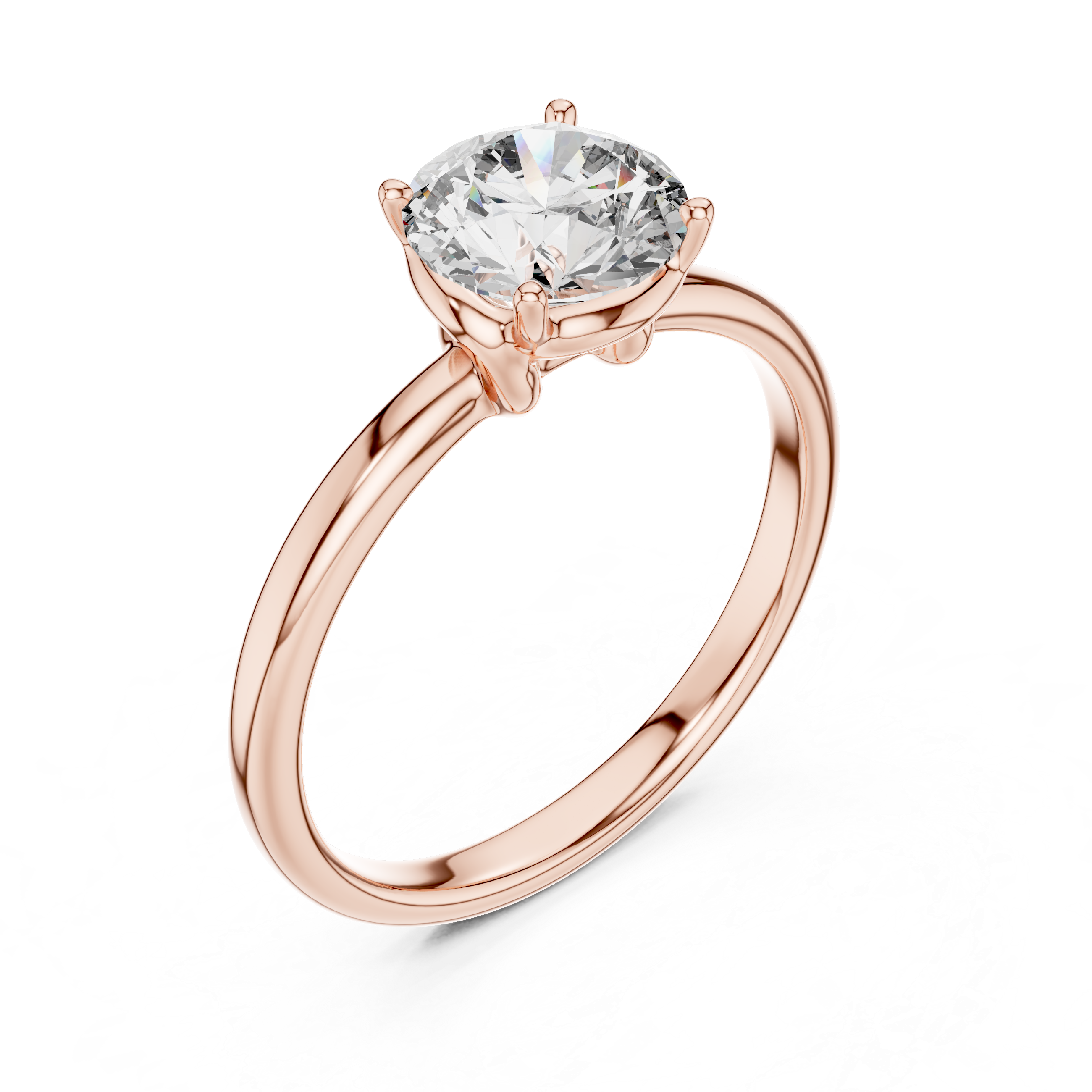 Classic Round-Cut Solitaire Engagement Ring – 14K Gold Plated 925 Sterling Silver