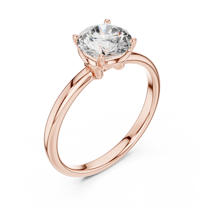 Classic Round-Cut Solitaire Engagement Ring – 14K Gold Plated 925 Sterling Silver