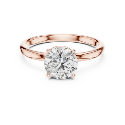 Classic Round-Cut Solitaire Engagement Ring – 14K Gold Plated 925 Sterling Silver