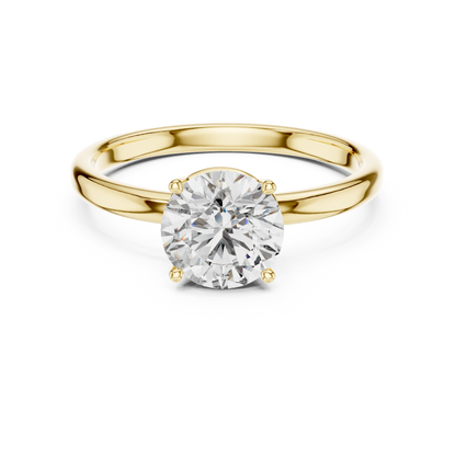Classic Round-Cut Solitaire Engagement Ring – 14K Gold Plated 925 Sterling Silver