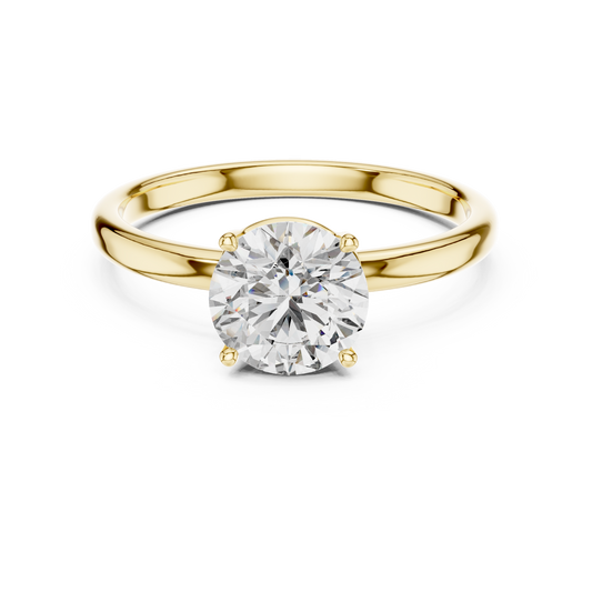 Classic Round-Cut Solitaire Engagement Ring – 14K Gold Plated 925 Sterling Silver