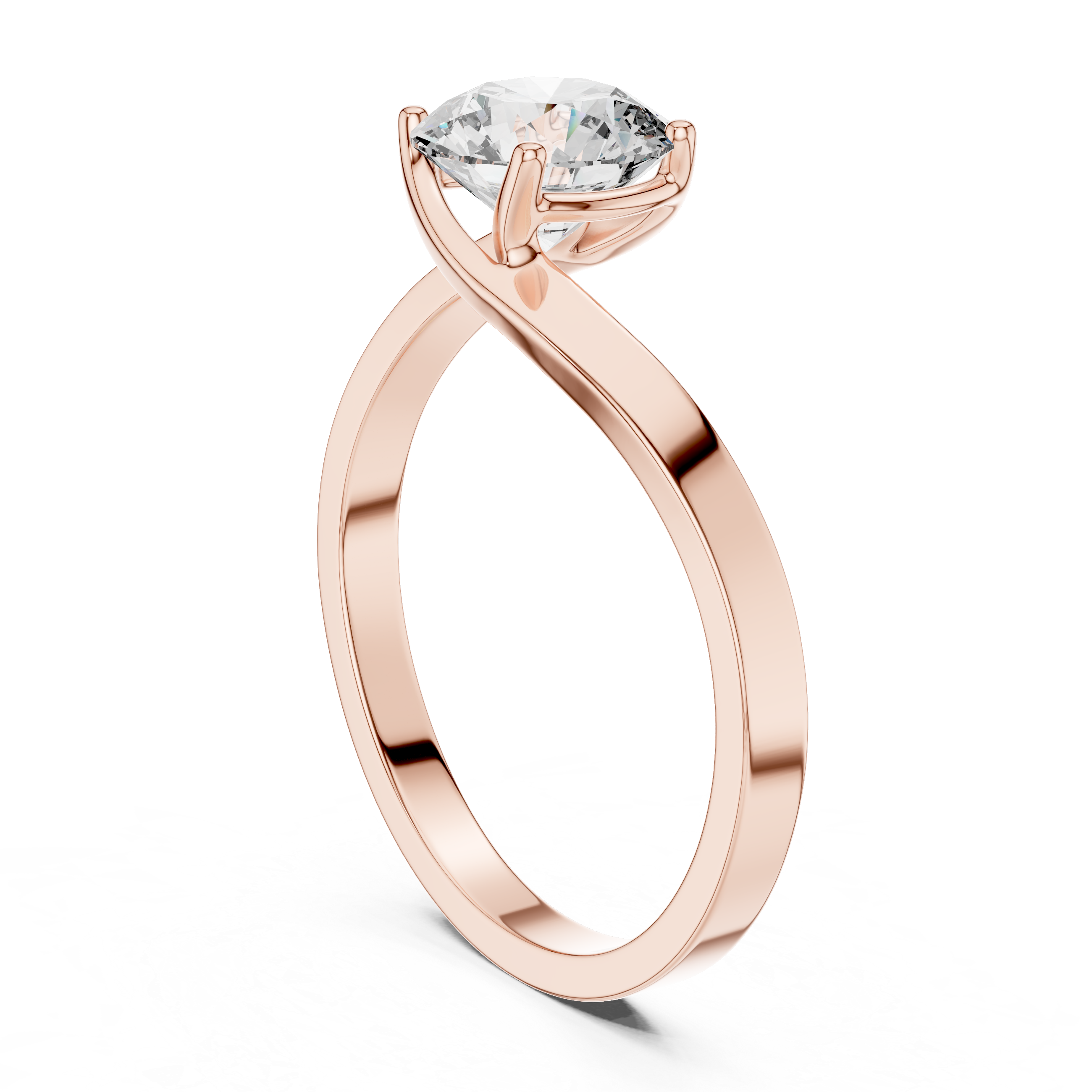 925 Silver Moissanite Solitaire Engagement Ring – Elegant Twisted Band Design 14K Gold Plated