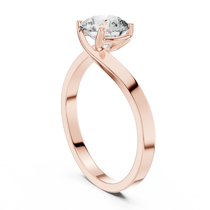 925 Silver Moissanite Solitaire Engagement Ring – Elegant Twisted Band Design 14K Gold Plated