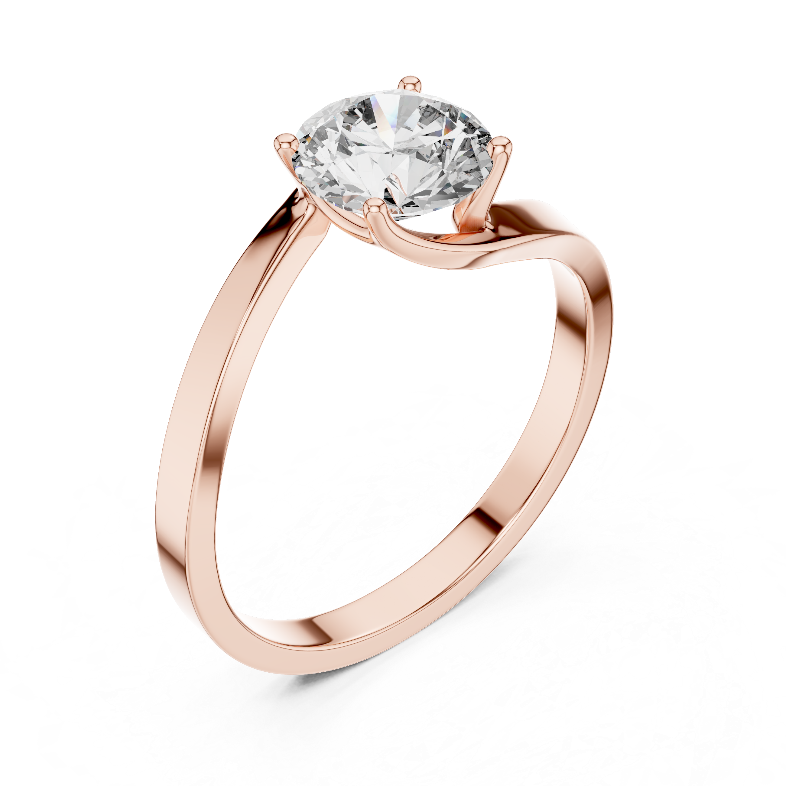925 Silver Moissanite Solitaire Engagement Ring – Elegant Twisted Band Design 14K Gold Plated