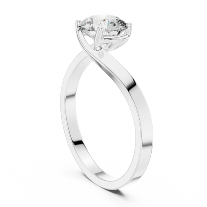 925 Silver Moissanite Solitaire Engagement Ring – Elegant Twisted Band Design 14K Gold Plated