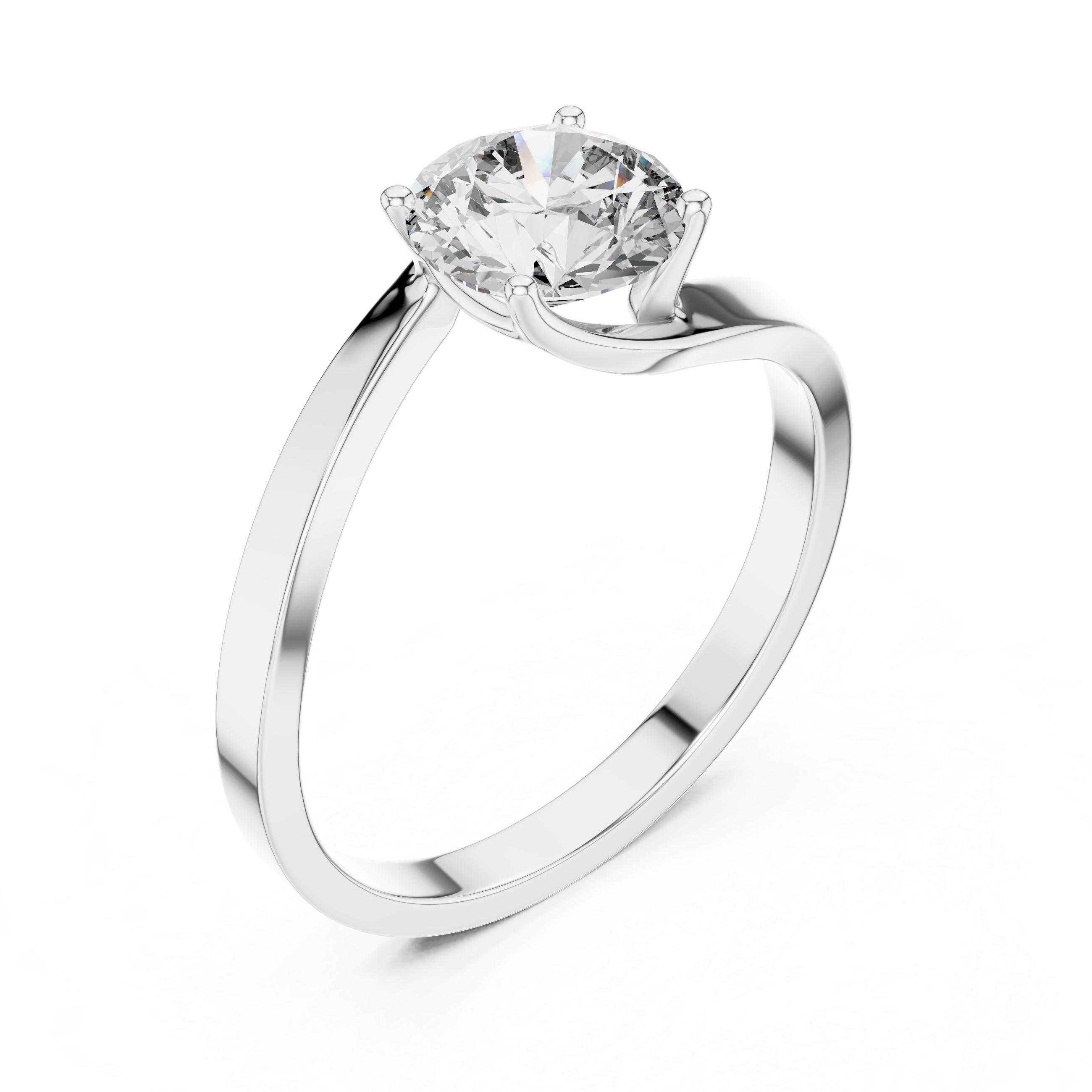 925 Silver Moissanite Solitaire Engagement Ring – Elegant Twisted Band Design 14K Gold Plated