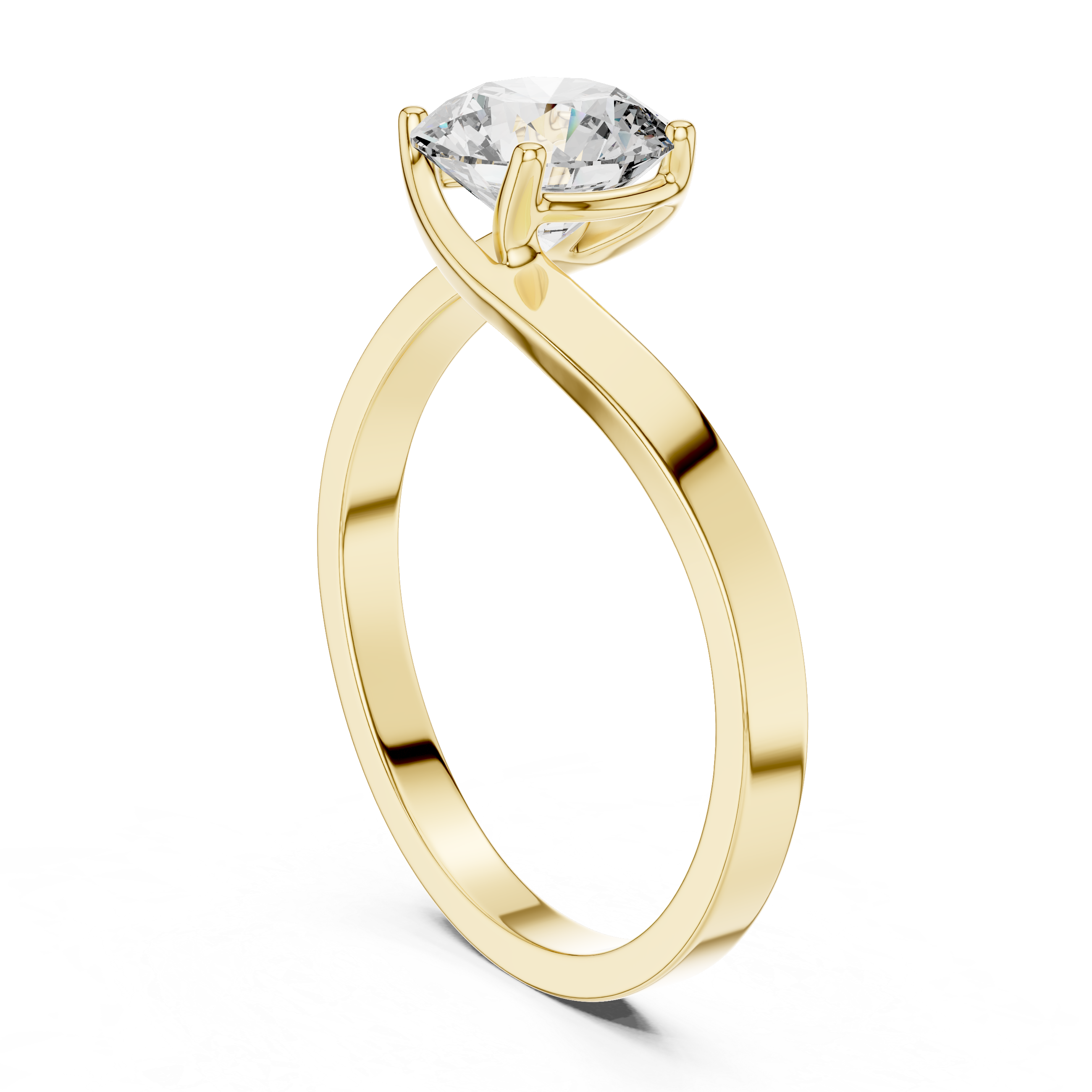 925 Silver Moissanite Solitaire Engagement Ring – Elegant Twisted Band Design 14K Gold Plated