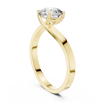 925 Silver Moissanite Solitaire Engagement Ring – Elegant Twisted Band Design 14K Gold Plated
