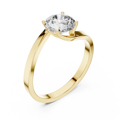 925 Silver Moissanite Solitaire Engagement Ring – Elegant Twisted Band Design 14K Gold Plated
