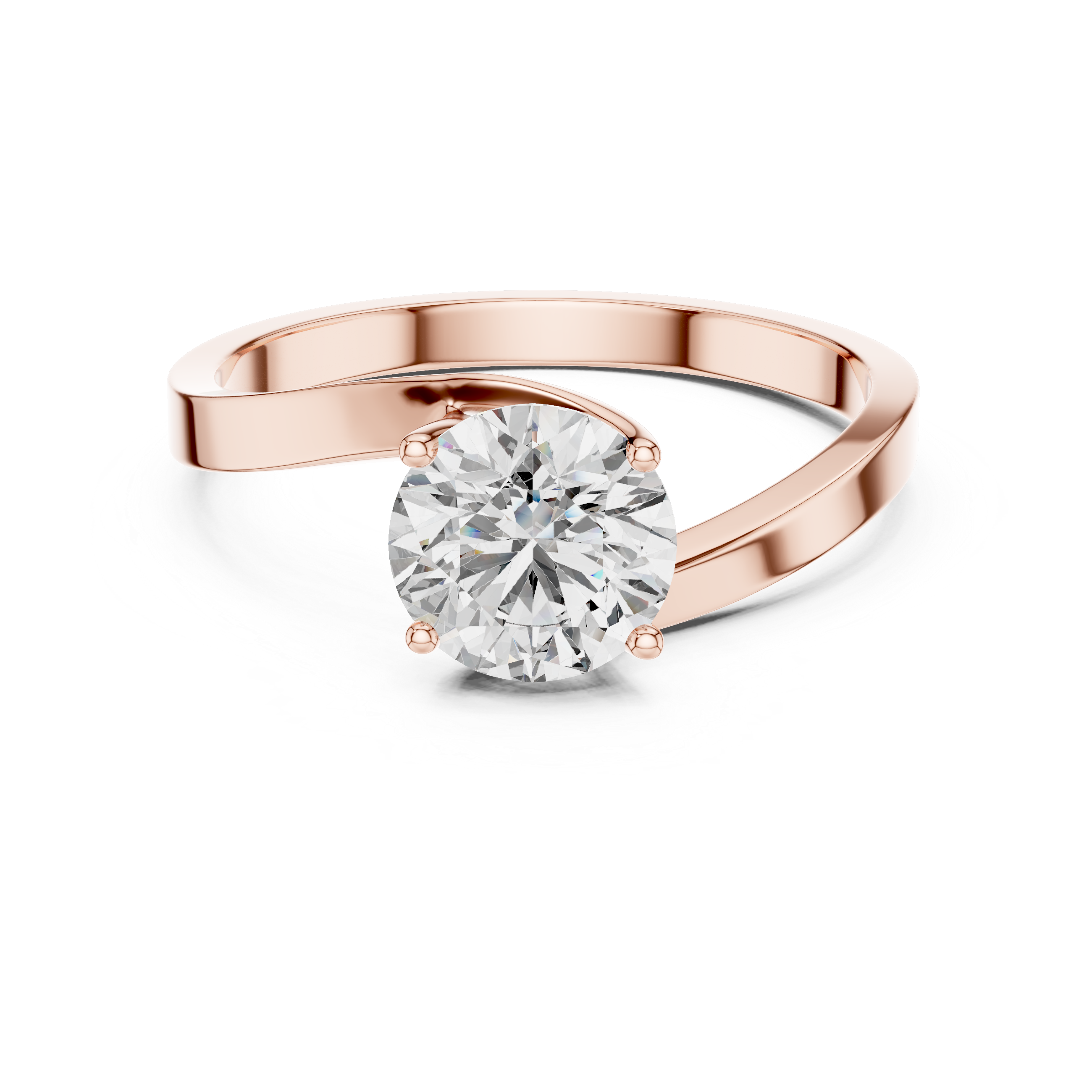 925 Silver Moissanite Solitaire Engagement Ring – Elegant Twisted Band Design 14K Gold Plated