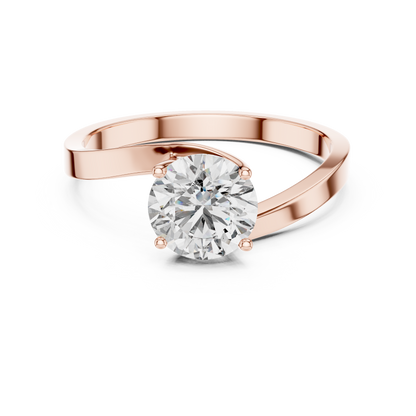 925 Silver Moissanite Solitaire Engagement Ring – Elegant Twisted Band Design 14K Gold Plated