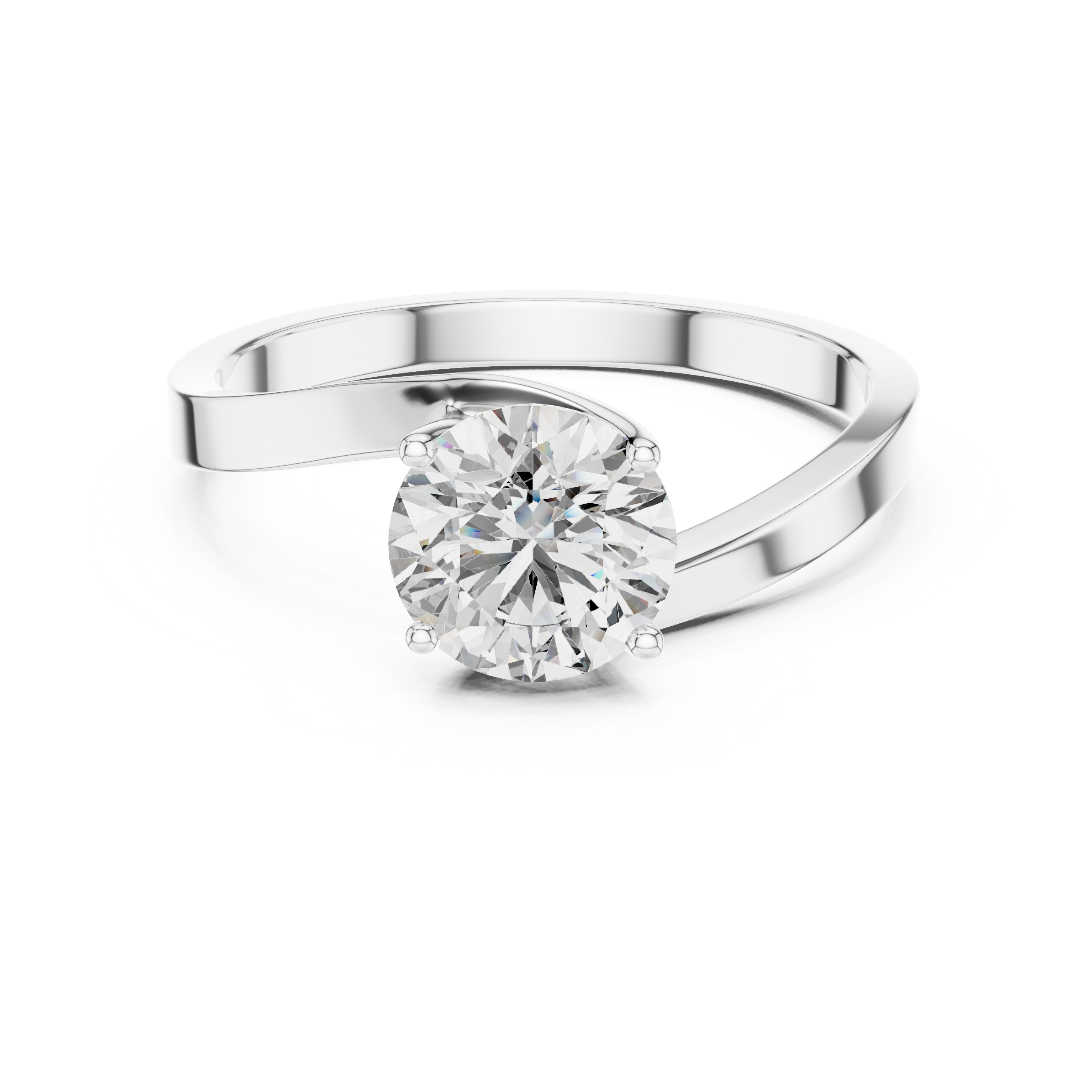 925 Silver Moissanite Solitaire Engagement Ring – Elegant Twisted Band Design 14K Gold Plated