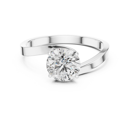 925 Silver Moissanite Solitaire Engagement Ring – Elegant Twisted Band Design 14K Gold Plated