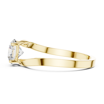 925 Silver Moissanite Solitaire Engagement Ring – Elegant Twisted Band Design 14K Gold Plated