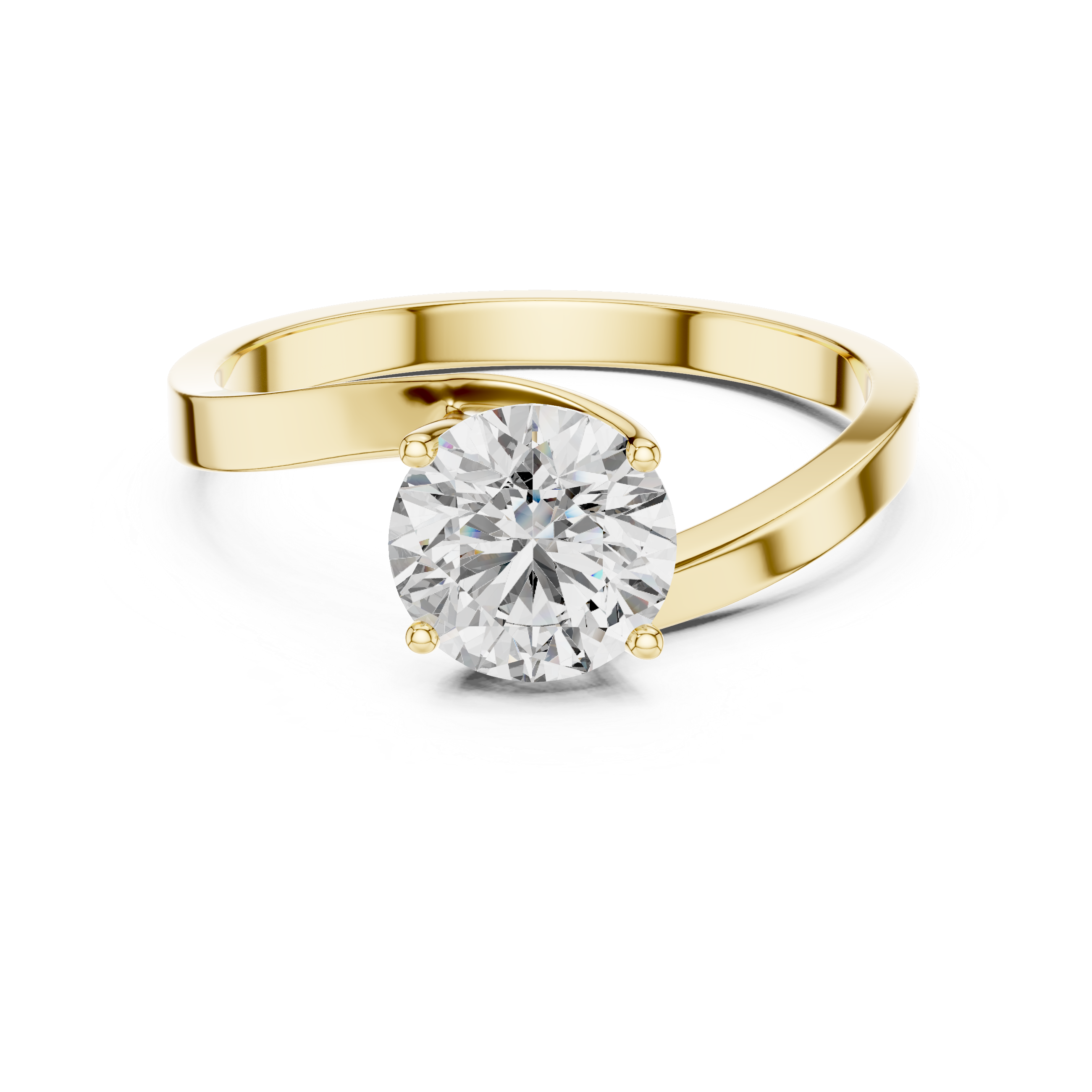 925 Silver Moissanite Solitaire Engagement Ring – Elegant Twisted Band Design 14K Gold Plated
