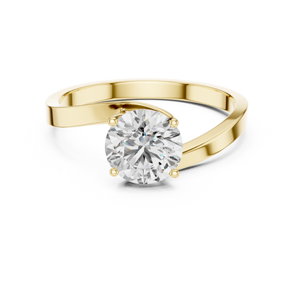 925 Silver Moissanite Solitaire Engagement Ring – Elegant Twisted Band Design 14K Gold Plated
