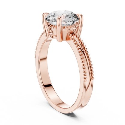 925 Silver Moissanite Solitaire Engagement Ring 14K Gold Plated