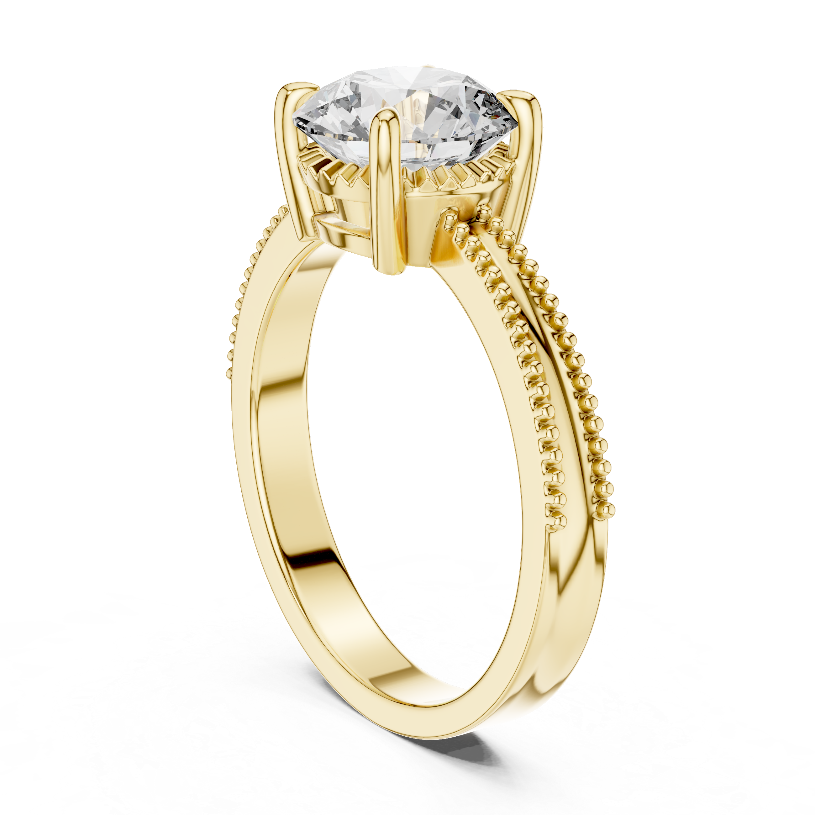 925 Silver Moissanite Solitaire Engagement Ring 14K Gold Plated