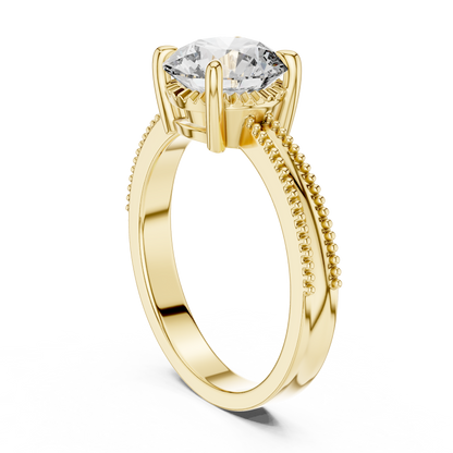 925 Silver Moissanite Solitaire Engagement Ring 14K Gold Plated