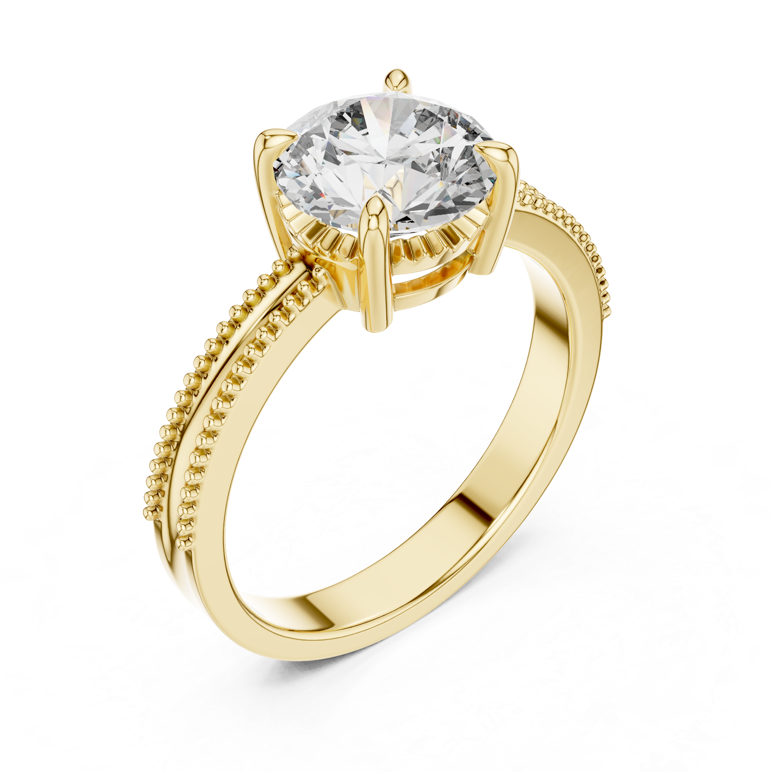 925 Silver Moissanite Solitaire Engagement Ring 14K Gold Plated