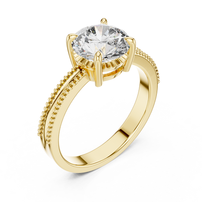 925 Silver Moissanite Solitaire Engagement Ring 14K Gold Plated