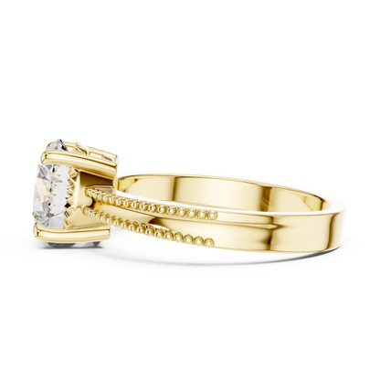 925 Silver Moissanite Solitaire Engagement Ring 14K Gold Plated