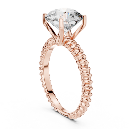 925 Silver Round Moissanite Solitaire Twisted Rope Engagement Ring