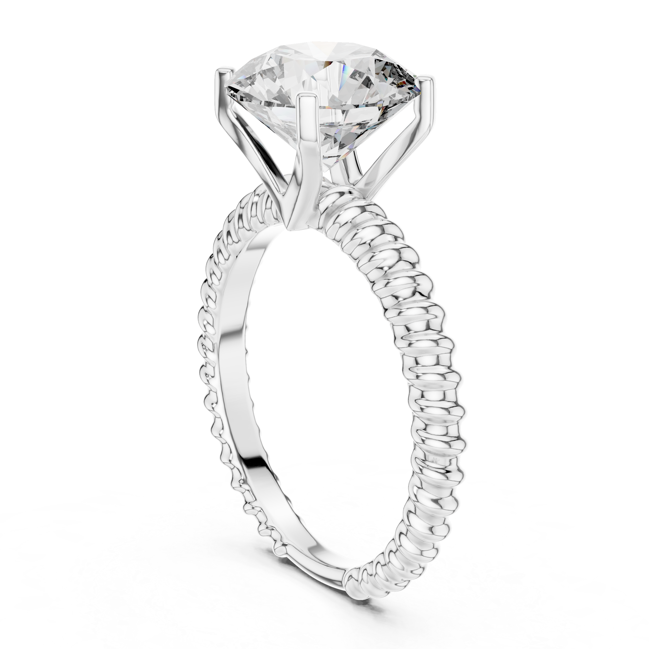 925 Silver Round Moissanite Solitaire Twisted Rope Engagement Ring