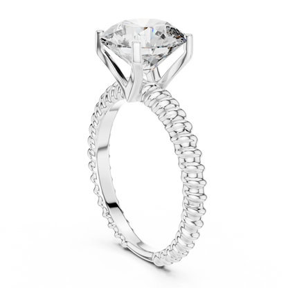 925 Silver Round Moissanite Solitaire Twisted Rope Engagement Ring