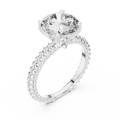 925 Silver Round Moissanite Solitaire Twisted Rope Engagement Ring