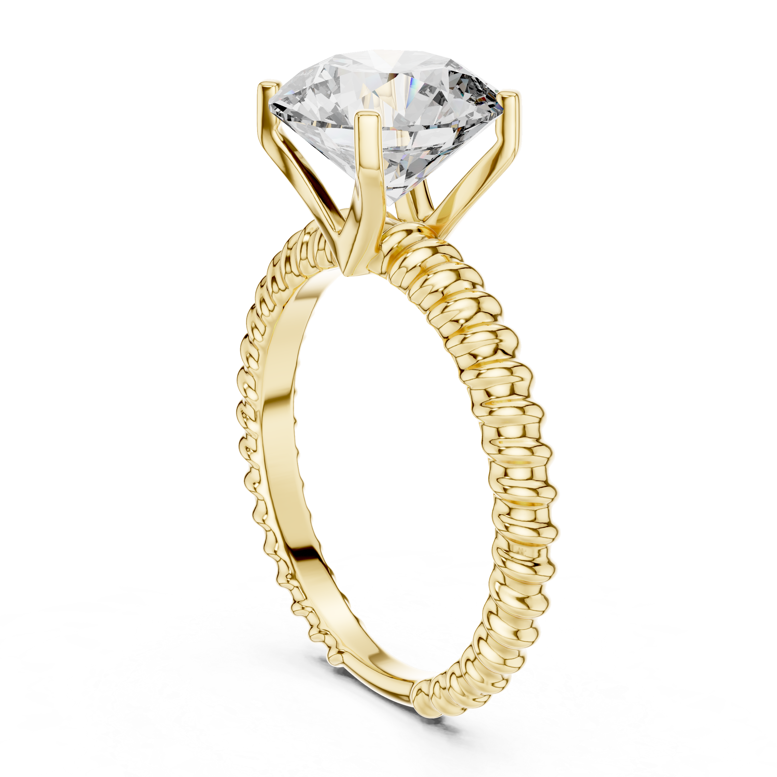925 Silver Round Moissanite Solitaire Twisted Rope Engagement Ring