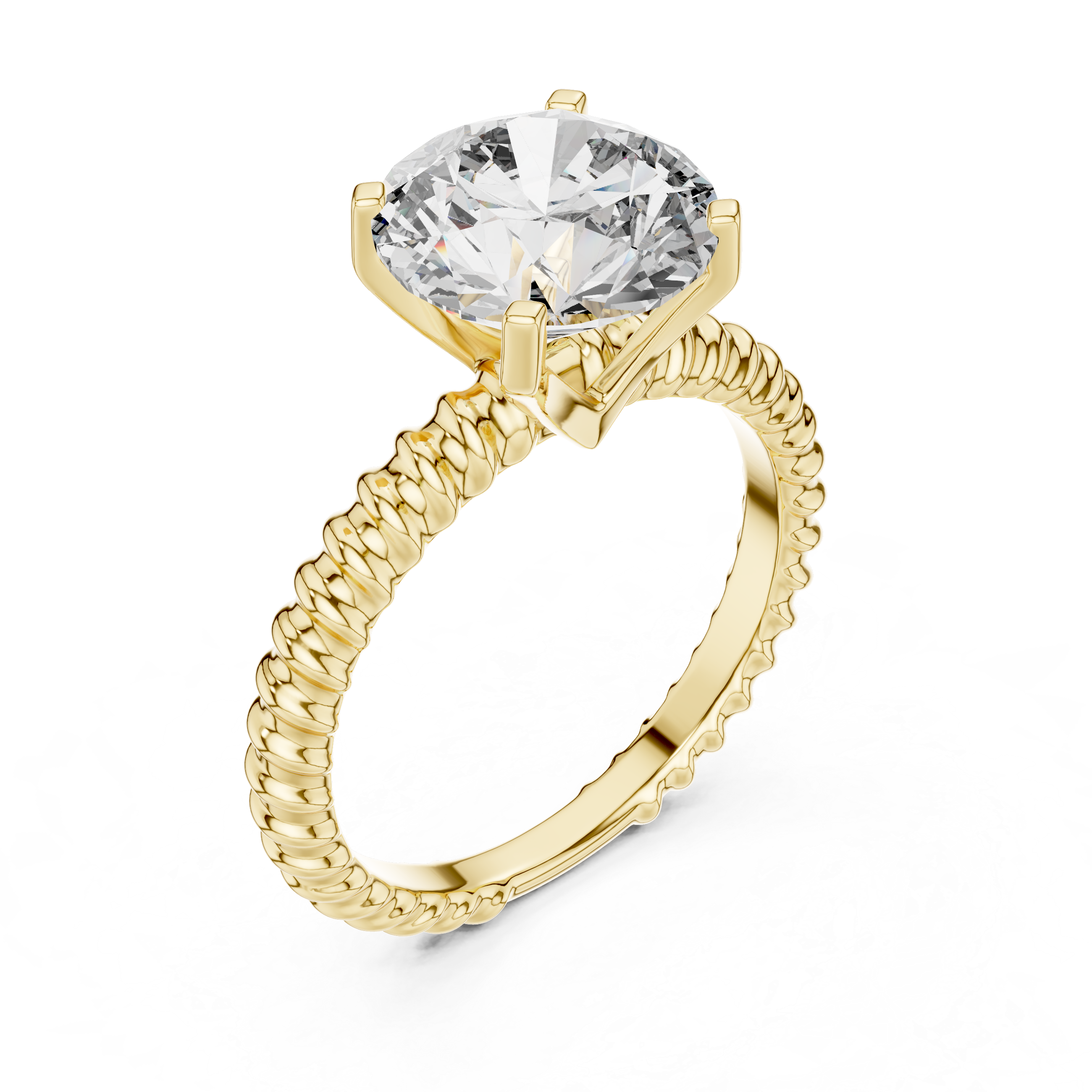 925 Silver Round Moissanite Solitaire Twisted Rope Engagement Ring