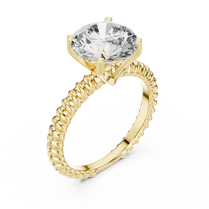 925 Silver Round Moissanite Solitaire Twisted Rope Engagement Ring