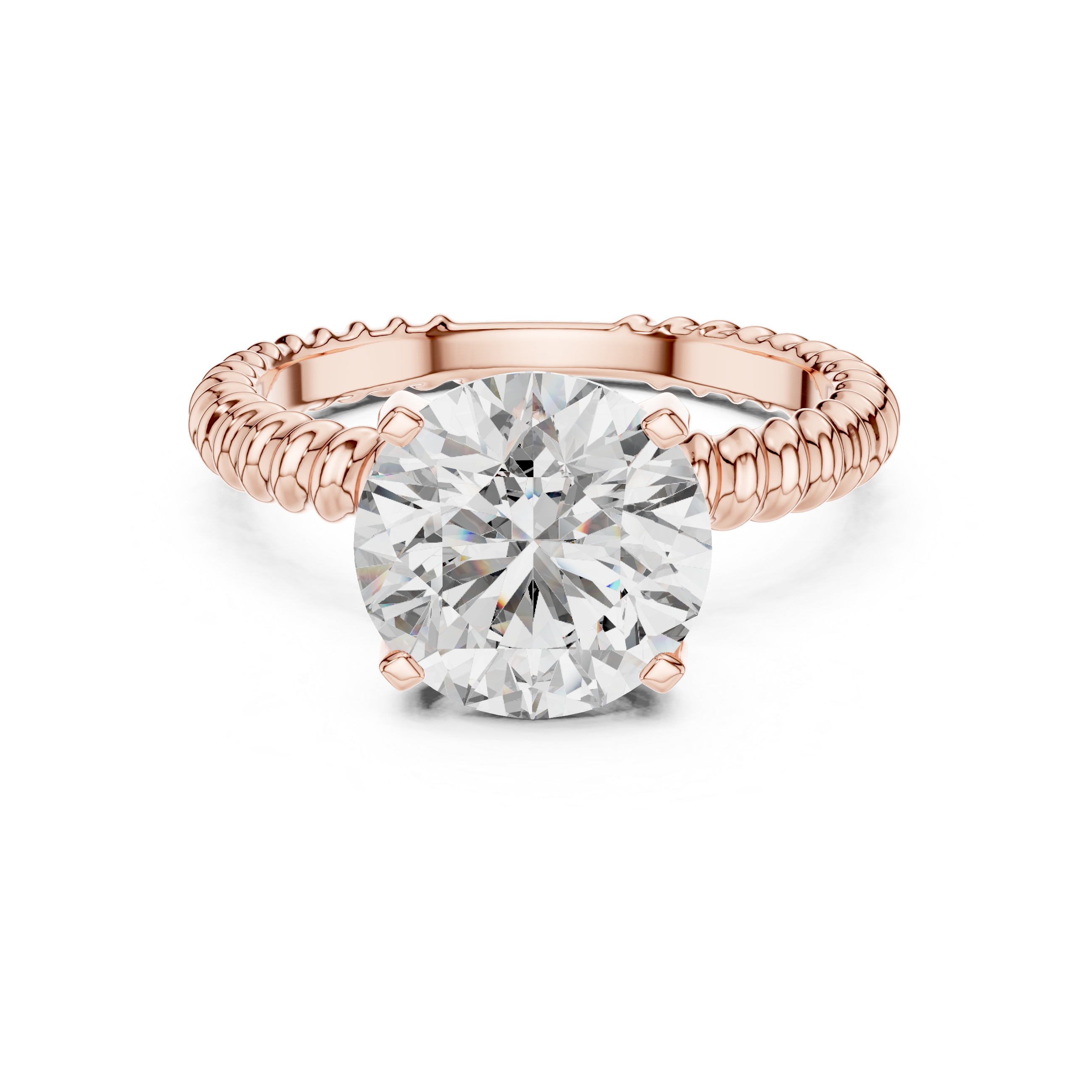 925 Silver Round Moissanite Solitaire Twisted Rope Engagement Ring