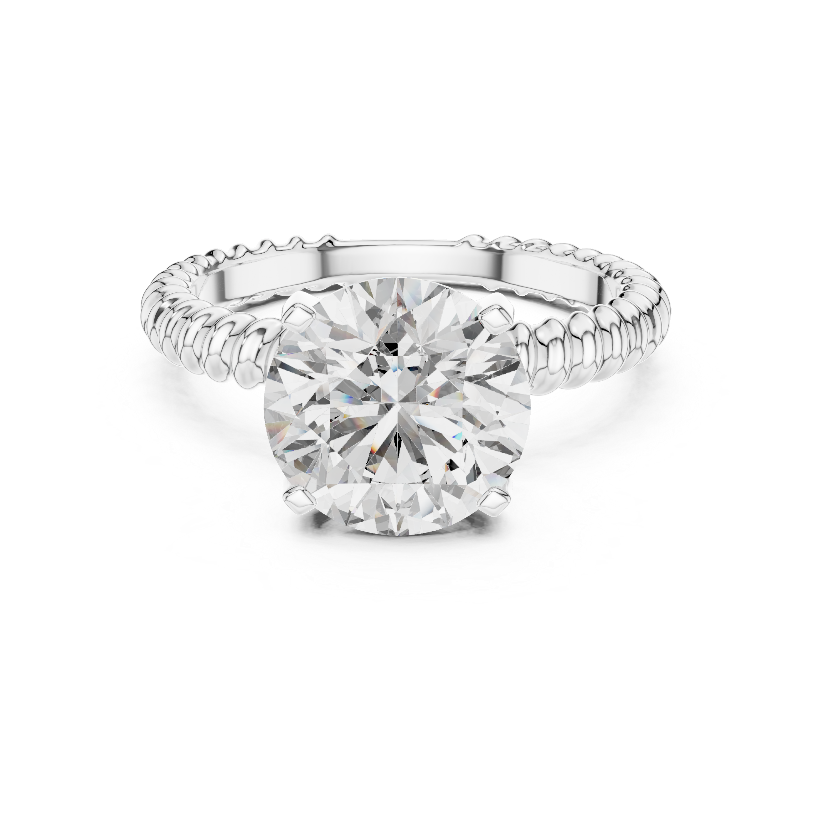 925 Silver Round Moissanite Solitaire Twisted Rope Engagement Ring